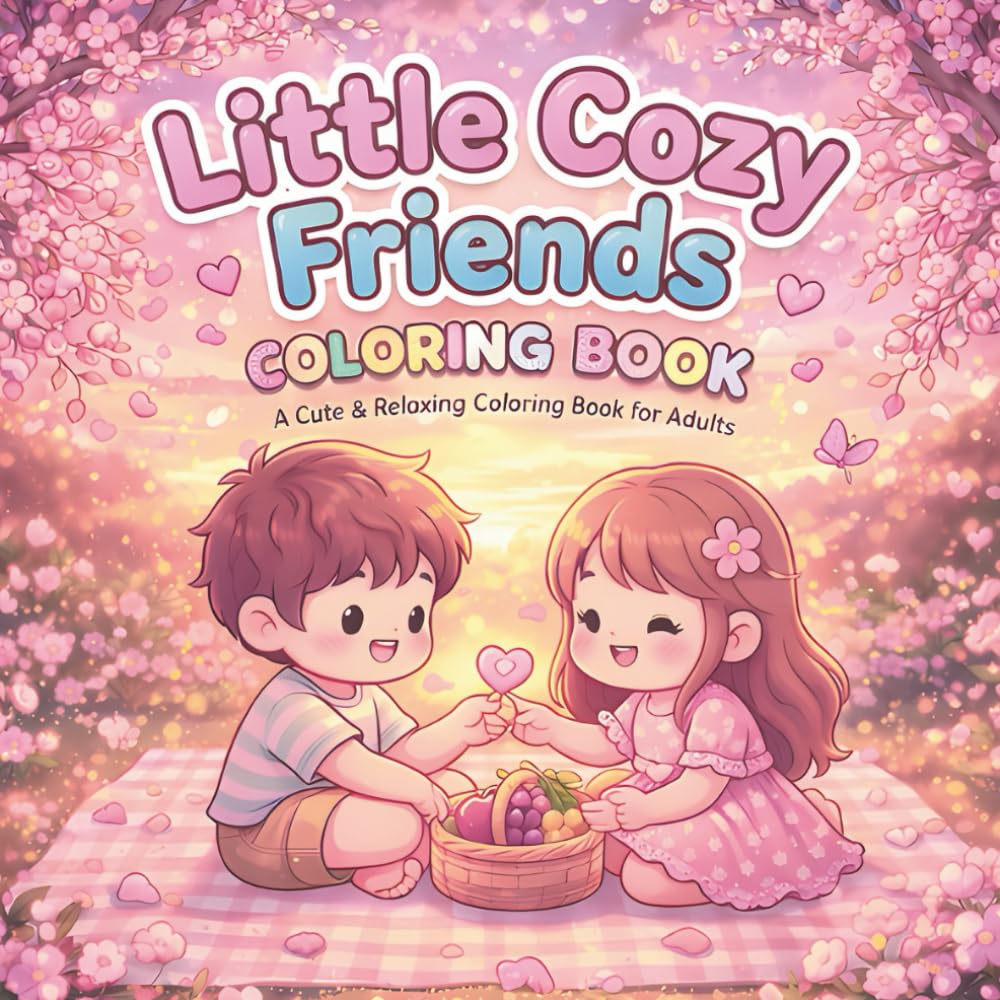 Little Cozy Friends: Cute & Cozy Moments – A Relaxing Coloring Book for Adults with Adorable Friends and Peaceful Scenes: 50 Cute and Cozy Designs for Relaxation, Stress Relief, and Mindful Coloring