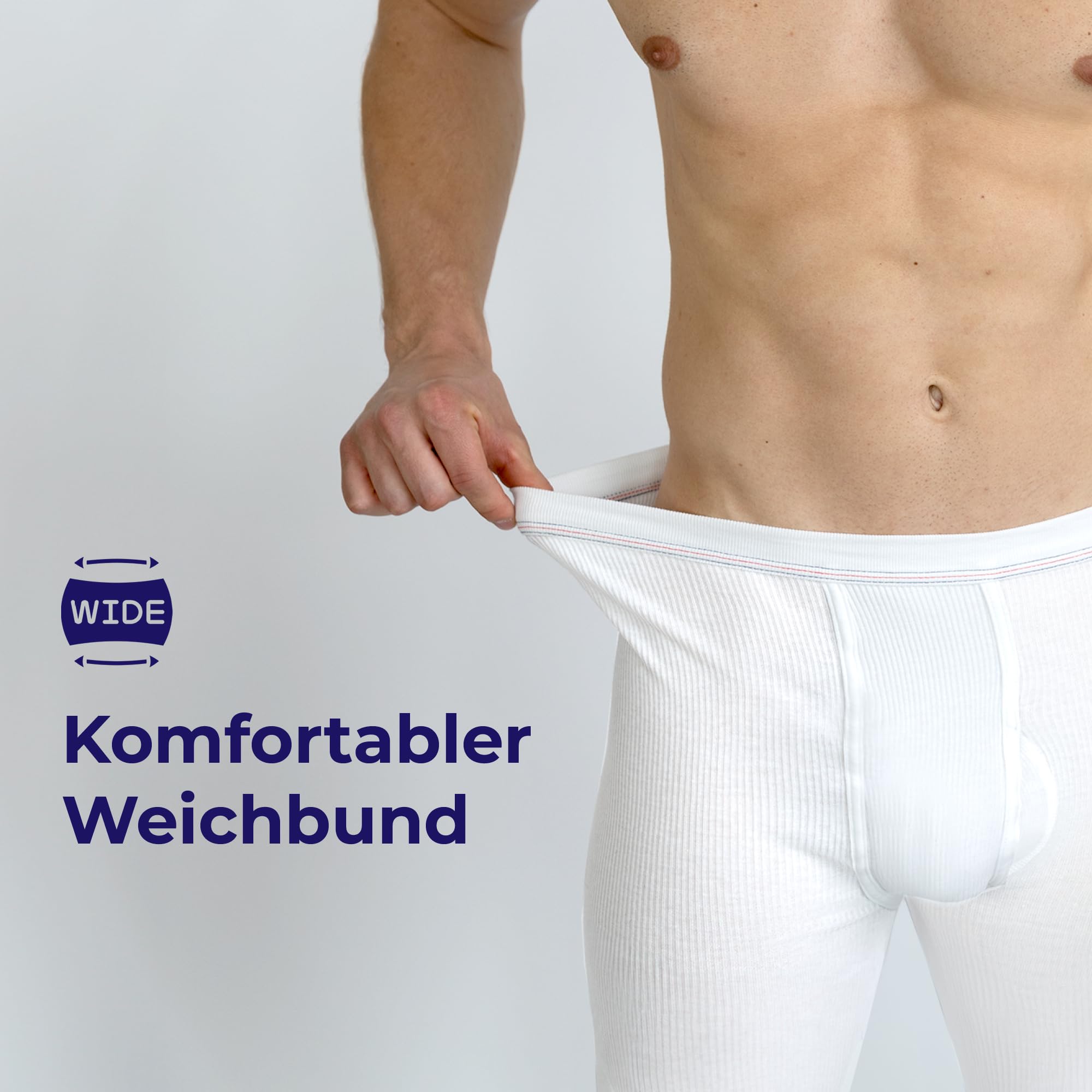 SES caleçon Long Coton, Pack de 2 caleçons Longs Hommes en côtes Doubles, Taille S - 4XL, avec Braguette et Ceinture Douce, en Coton/calson Long pour Homme Jambes Longues
