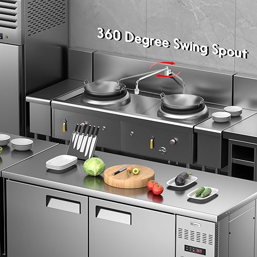 Miniatura 7 de Grifo de rango Wok de latón con boquilla giratoria, entrada macho NPT de 38 pulgadas, grifo de fregadero de cocina de grado comercial montado en la