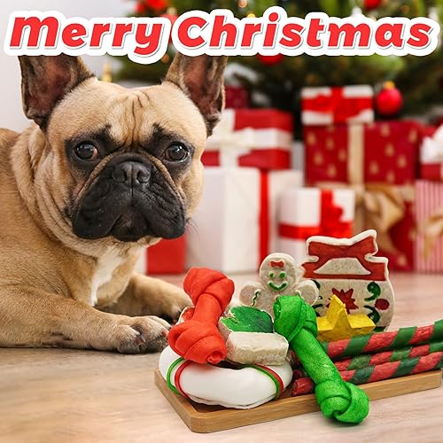 Miniatura 3 de MON2SUN 12 unidades de calcetines navideños de cuero crudo para perros pequeños