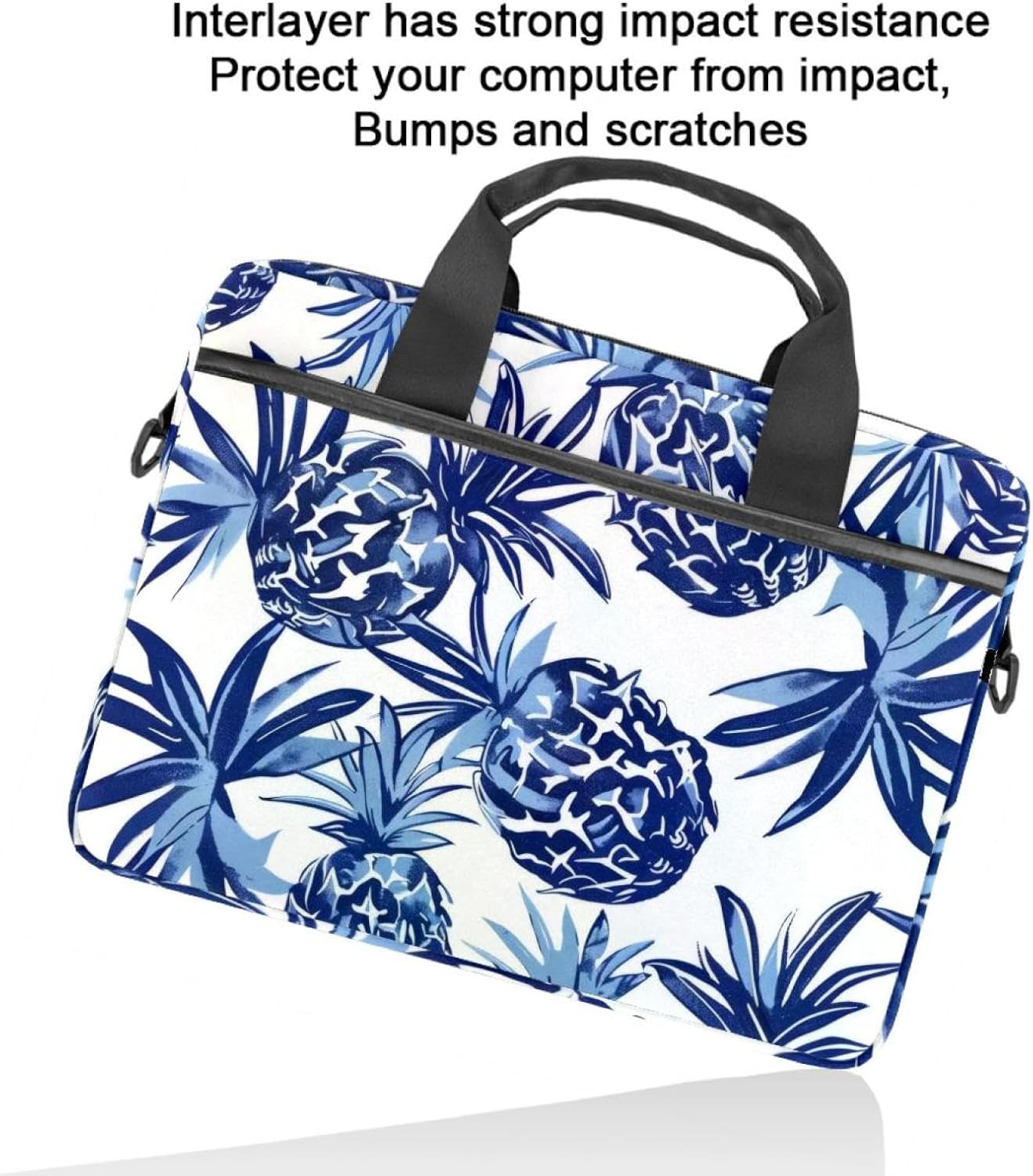 Mushrooms Butterfly Pattern Laptop Case Bag Sleeve Portable Crossbody Messenger Briefcase w/Strap Handle, 13 14 inch