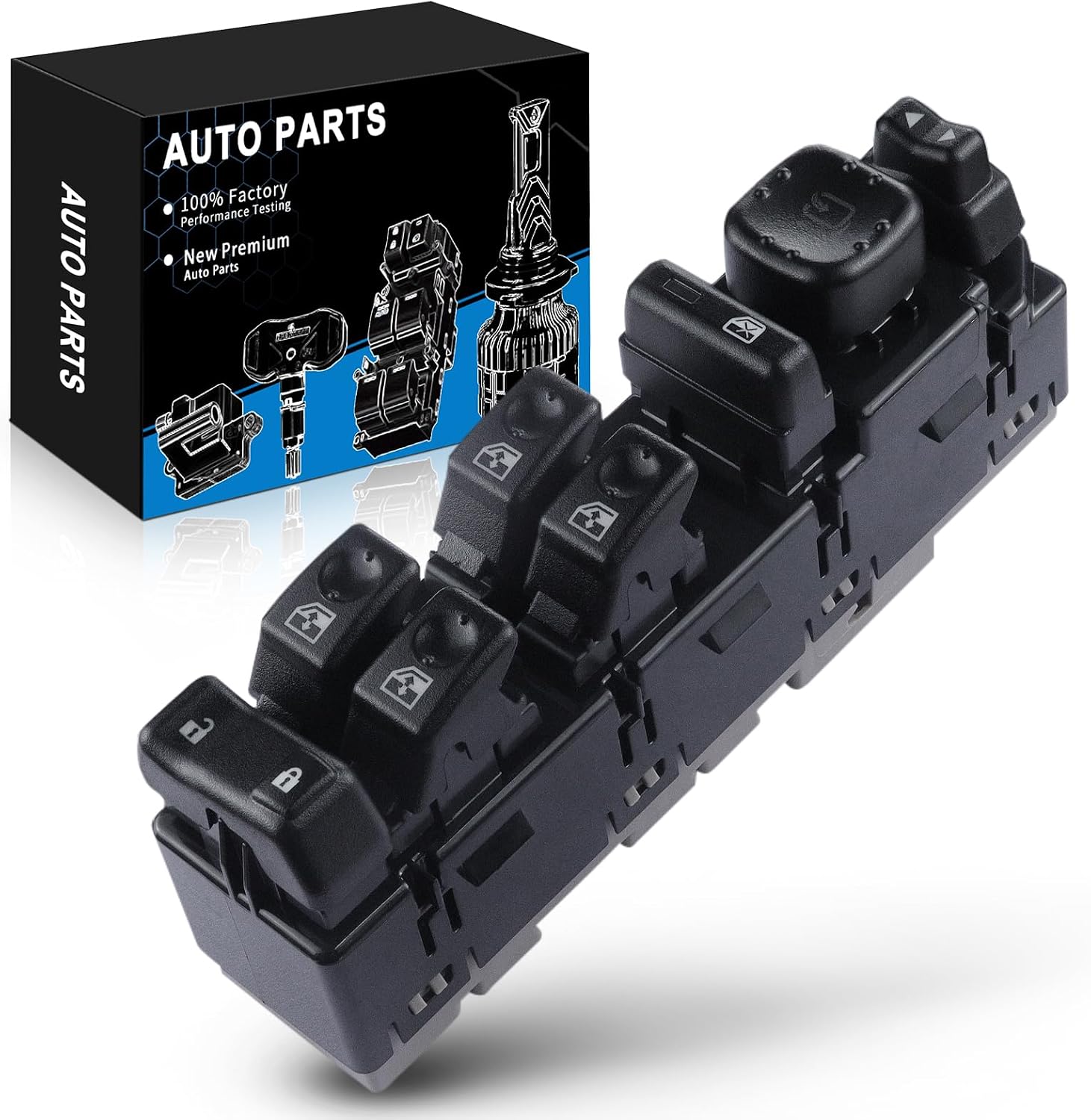 Driver Side Power Window Switch with Power Folding Mirrors for:-Chevy Silverado Suburban Avalanche Tahoe for:-GMC Sierra Yukon XL for:-Cadillac Escalade ESV EXT 2003-2007 OE# 15883320