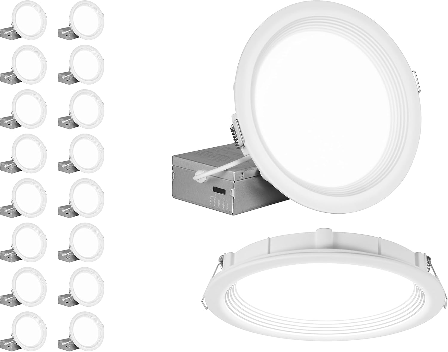 NICOR Lighting RELSR 6 in. Round Selectable Regressed LED Remodel Downlight (16 Pack) (REL61120SRRWH-16PK), White