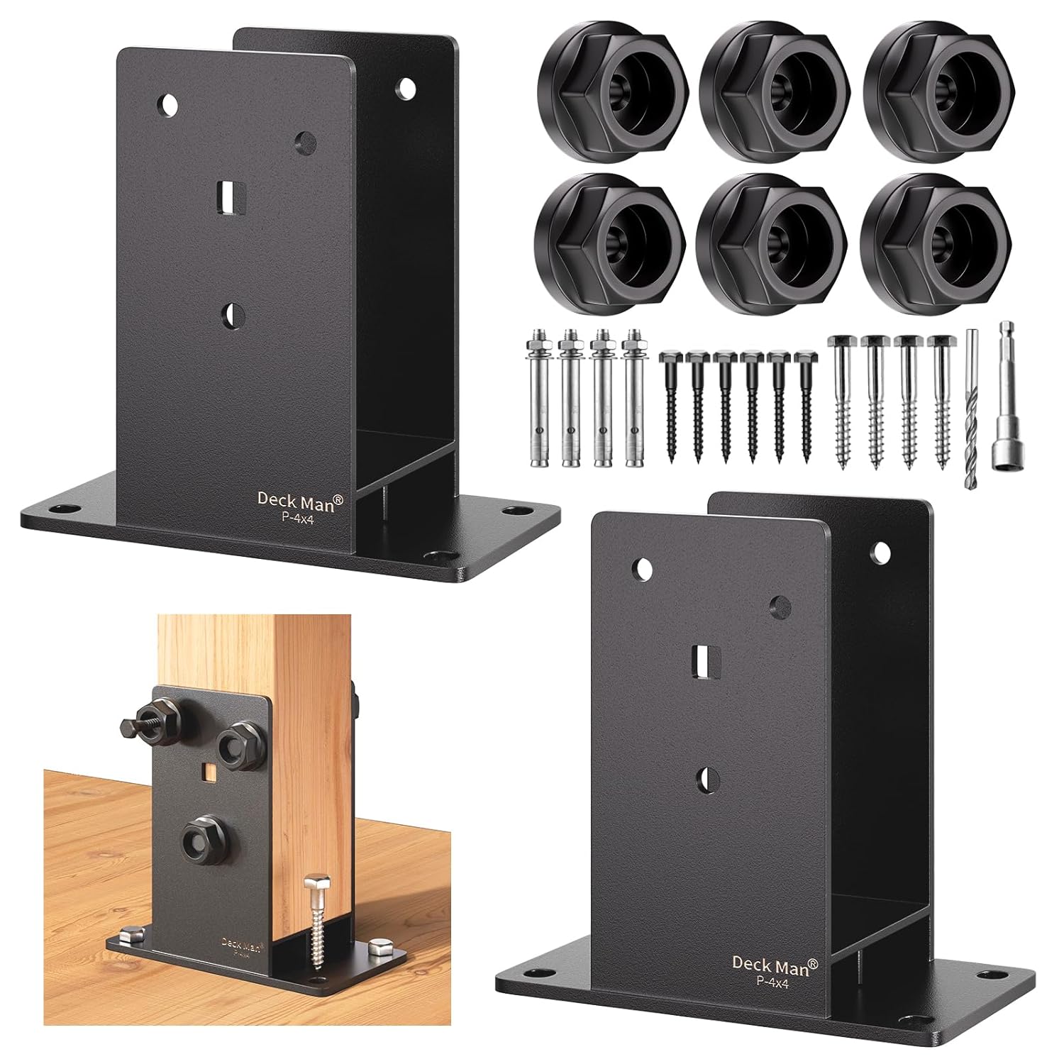 Post Base Heavy Duty Stainless Steel Post Anchor with Air Flow Channel Fence Post Anchor Base (2, 4x4)