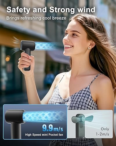 Miniatura 4 de WHATOOK Mini ventilador de bolsillo portátil, 3000 mAh, pequeño ventilador personal turbo recargable para viajes, actividades al aire libre,