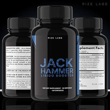 rize labs - Jack Hammer Libido Booster Supplement for Men, Powerful All Natural Formula to Improve Performance (120 Capsules)