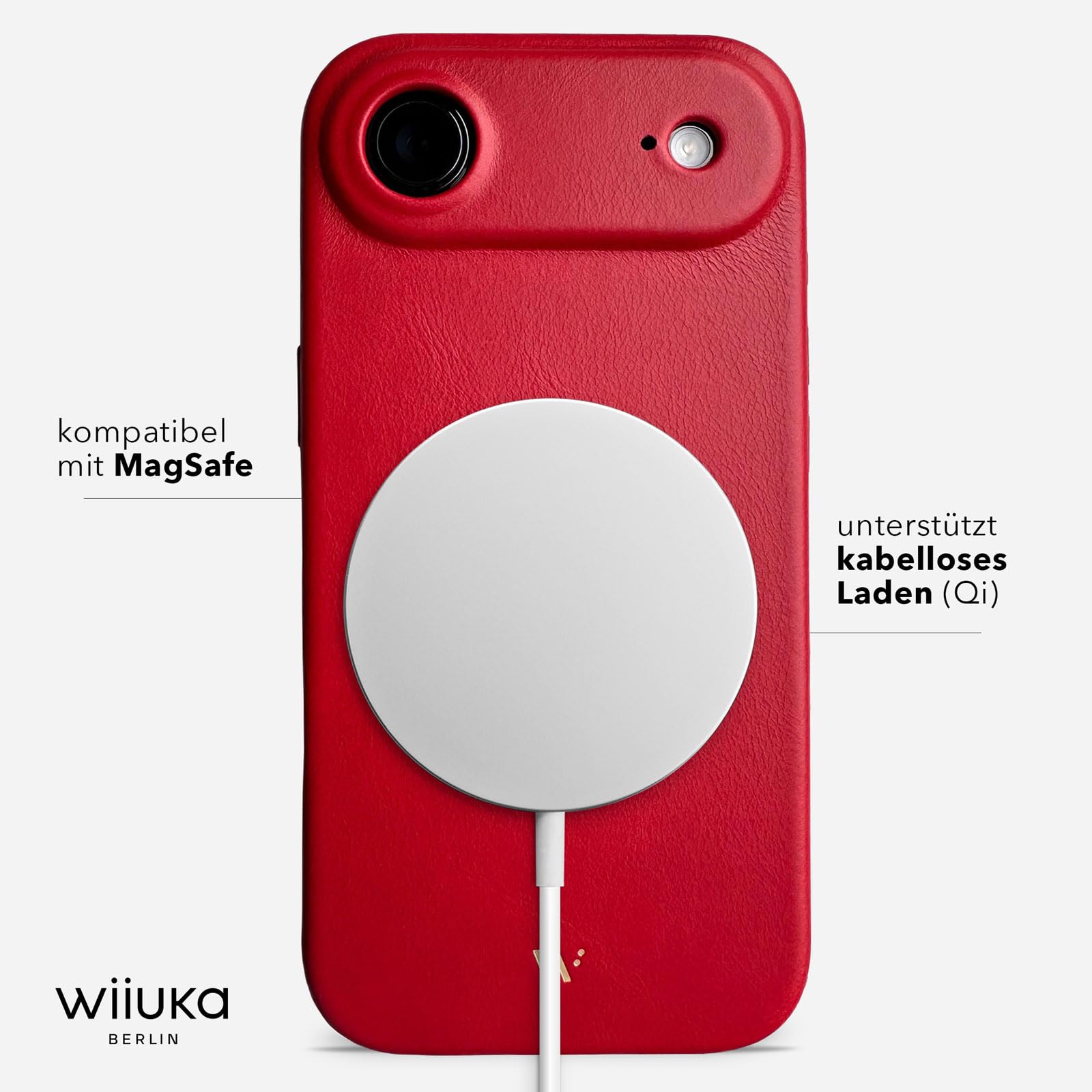 WIIUKA Funda para iPhone Air, piel de Alemania, extrafina, funda para teléfono móvil, funda para teléfono móvil, Qi, skiin, color rojo