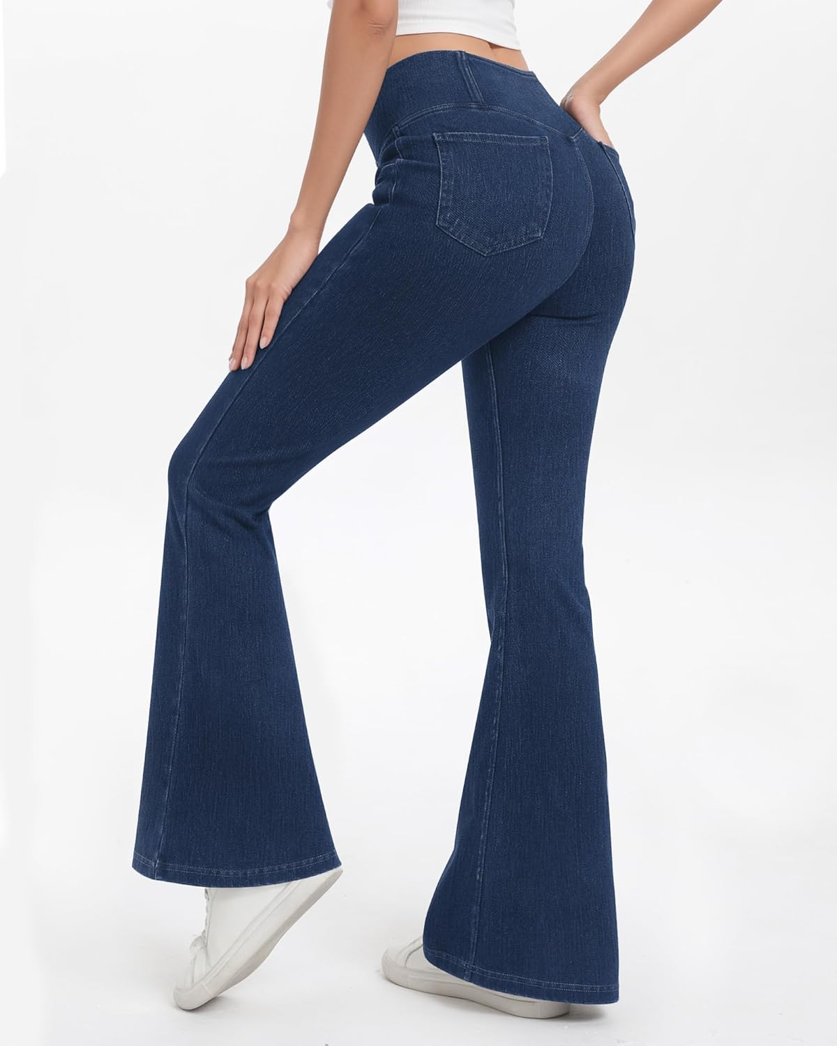 Bell Bottom Jeans for Women High Waisted Stretchy Flare Jeans with Pockets Trendy Crossover Pull On Flare Jeggings - Image 7