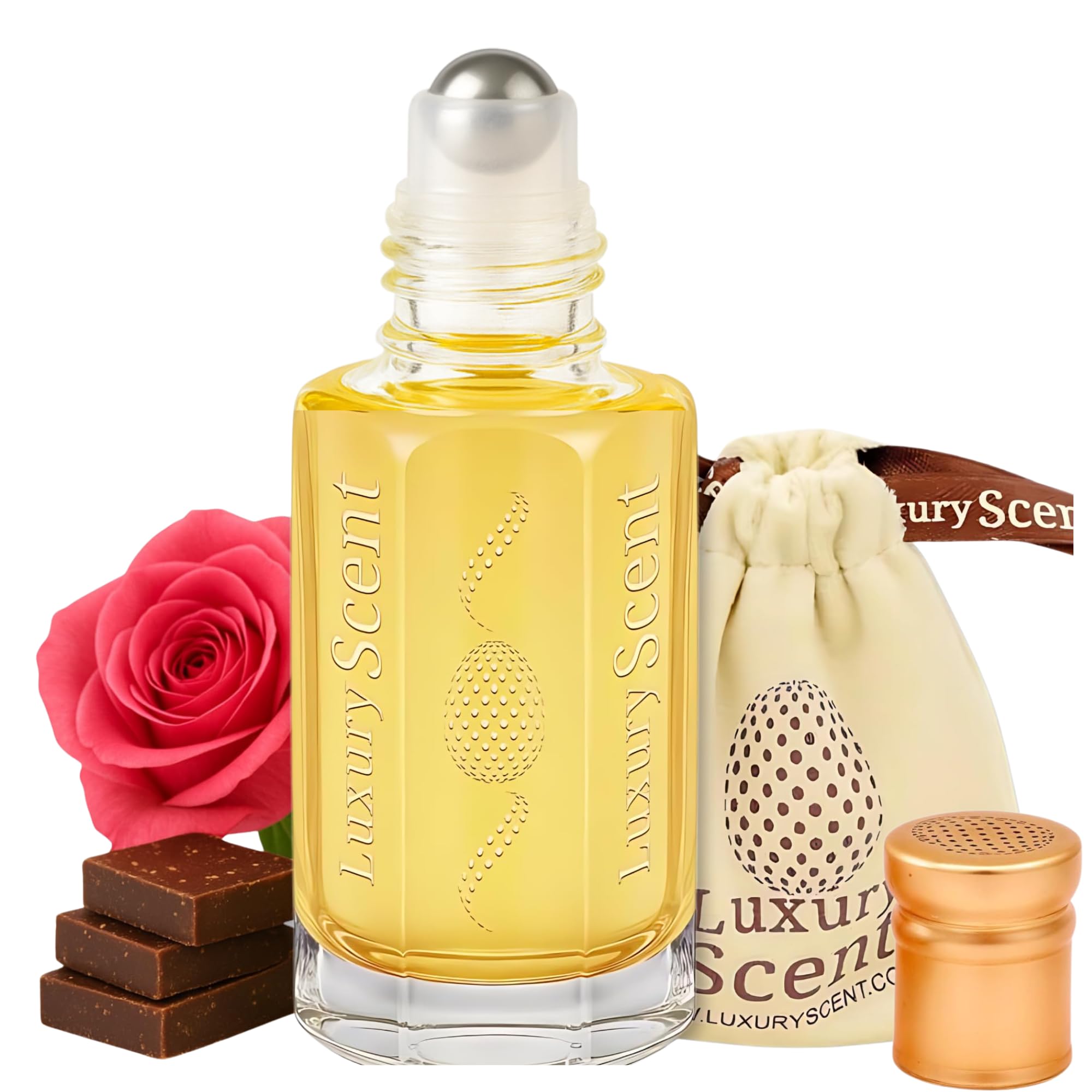 Perfume Oil Velvet Rose 6ml Roll-On Attar by Luxury Scent – Long Lasting Alcohol-Free Unisex Fragrance with Woody Floral Oud, Musk & Spicy Chocolate Notes, Travel Size Perfume Oil for Men & Women