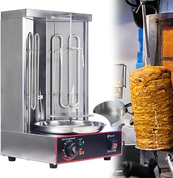 Electric Vertical Rotisserie, Shawarma Broiler, Kebab Grill Machine, Rotating Grill with Adjustable Temperature, for Home Restaurant Kitchen,
