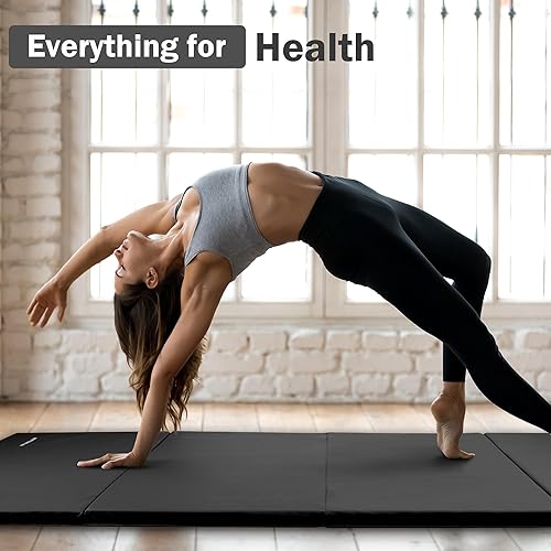 Miniatura 6 de Fitvids Folding Exercise Gymnastics Mat 4'x8'x2" Gym Workout Mat with Carrying Handles High-Density Anti-Tear Portable Fitness Aerobics Mats for