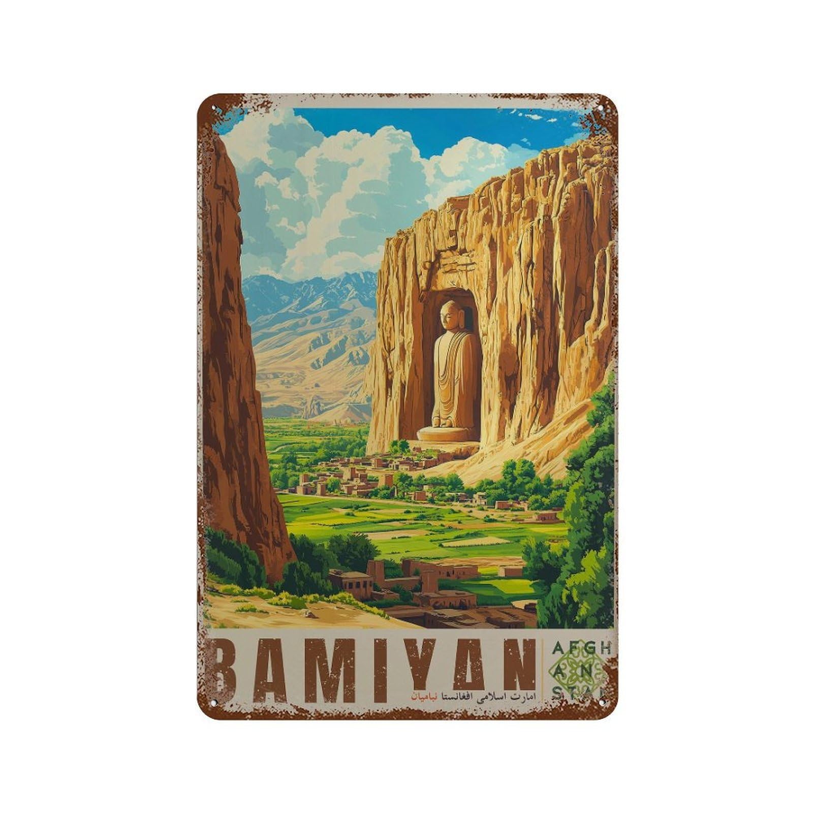 xiaoxiaoshen Bamiyan Valley Afghanistan Travel Wall Decor Art Metal Tin Poster Modern Home Decor Art Home Bar Shop Decorations Vintage Sign 30x20cm