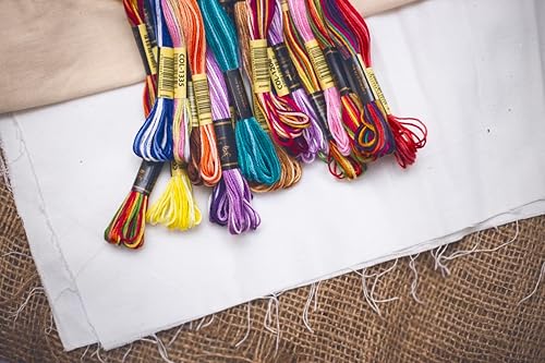 Miniatura 19 de Paquete de 12 hilos de bordado de alta calidad, madejas de 100% algodón egipcio de alta calidad, hilo de bordado de punto de cruz, algodón trenzado