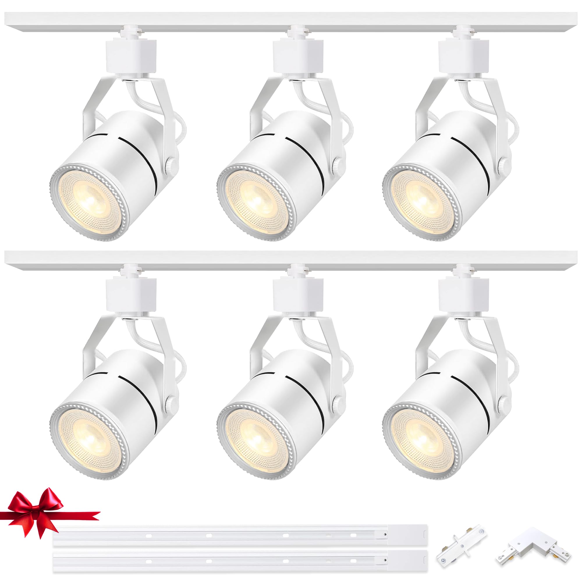 Bravsekai PAR20 LED Track Lighting Complete Kit Include 2x3.28ft H Type Track Rails,6000K Cold White Brightened 6x40W PAR20 LED Bulbs,Recommended Cost-Effective Solution for Shopping malls,Warehouse