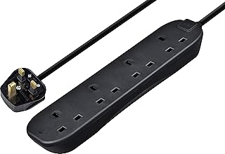 Masterplug Four Socket Extension Lead, 2 metre, 13 AMP, Black