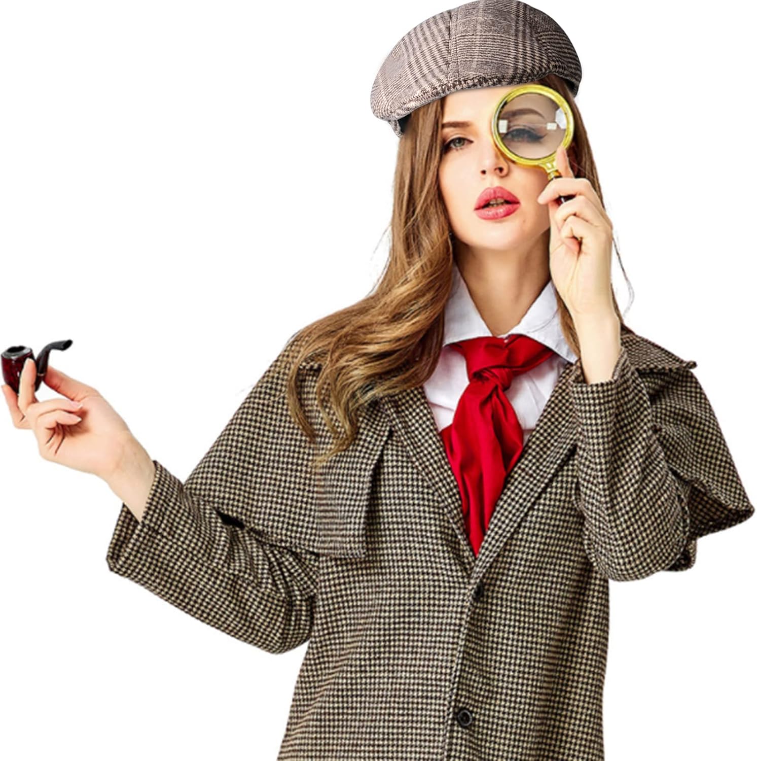 100 Days of School Old Man Grandpa Costume Detective Costume Include Detective Hat Glasses Mustache Eyebrows for Role Play Supplies ((Style 2)
