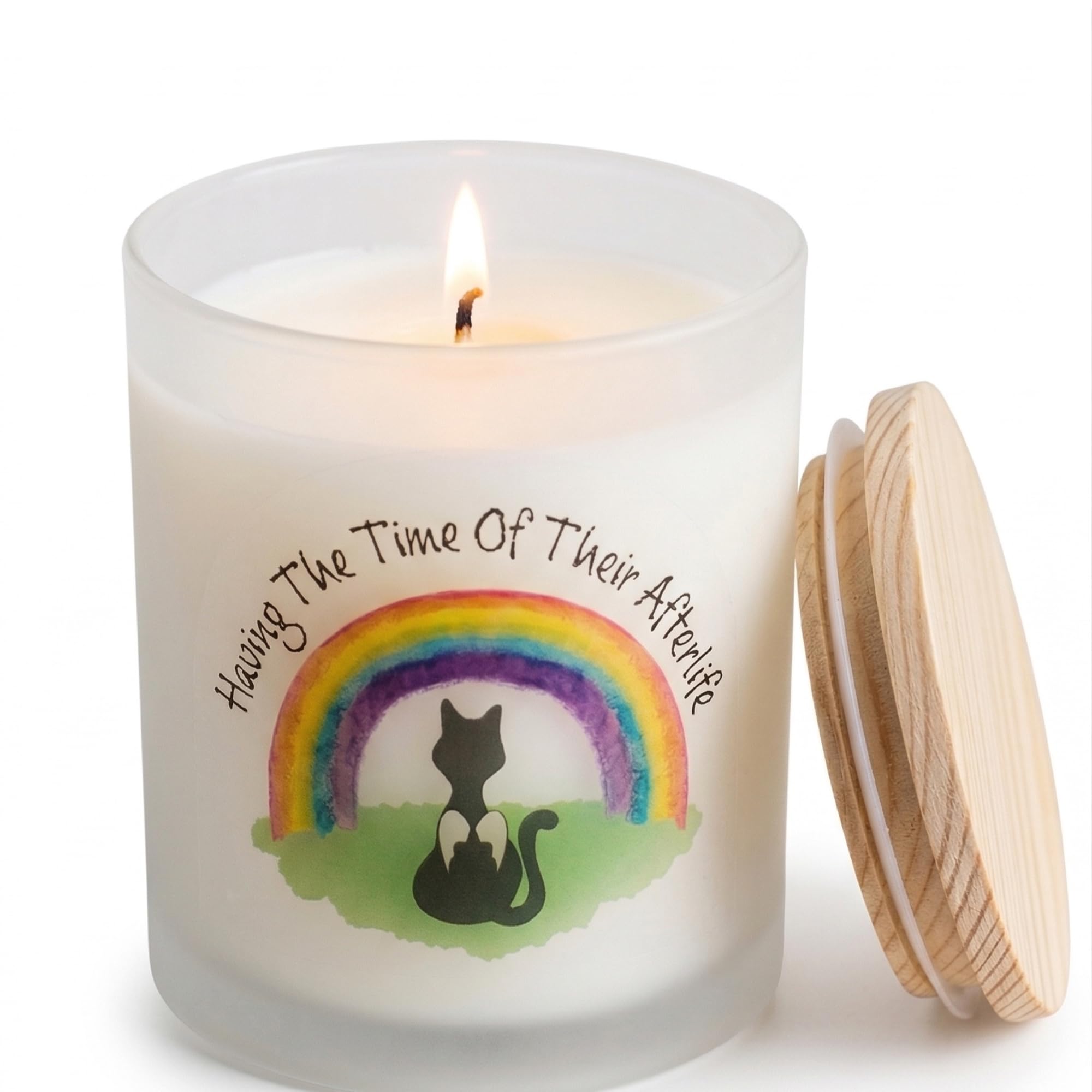 Pet Cat Loss Remembrance Candle. Beautifully Fragranced Memorial Gift for Pet Lovers by Rainbow Bridge Friends