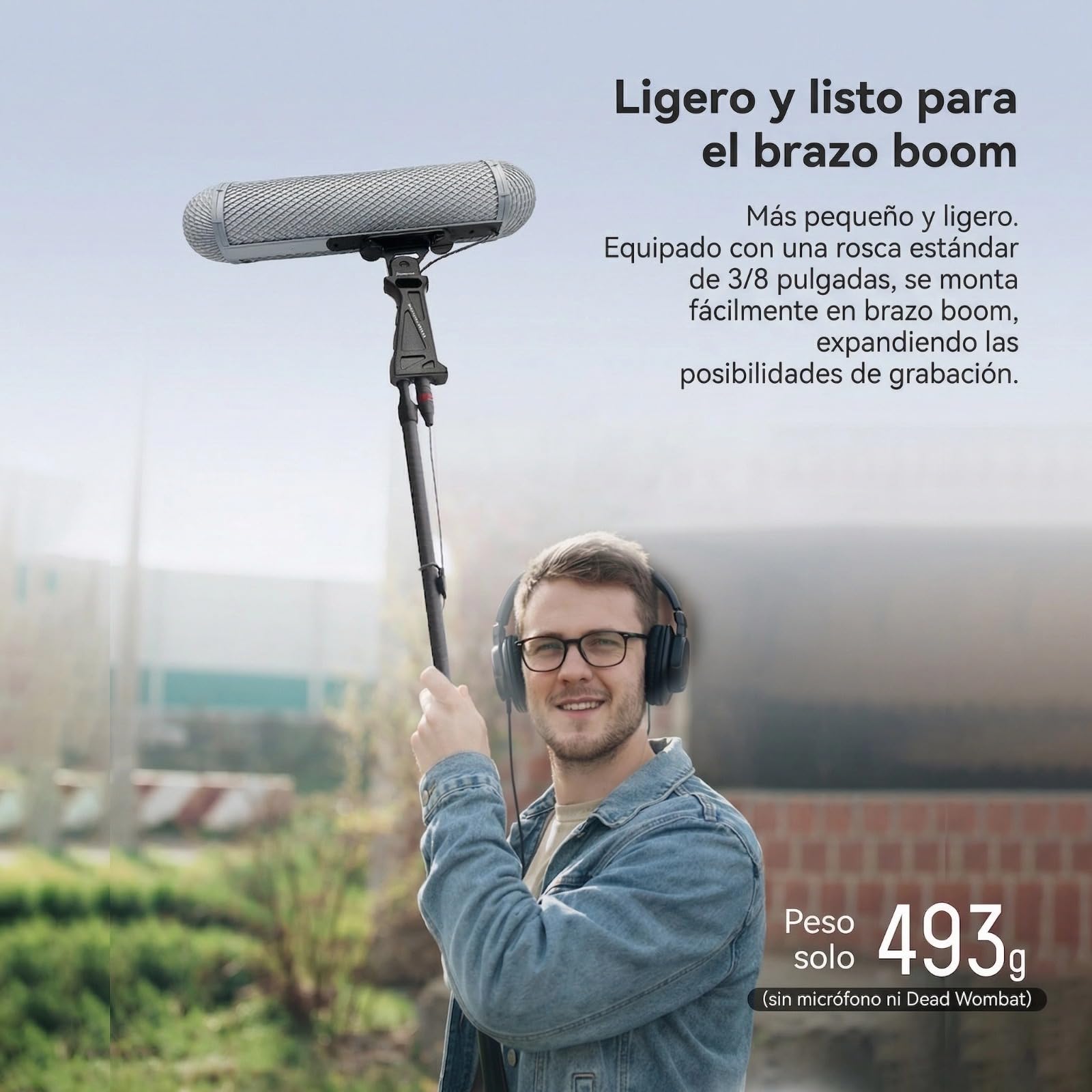 DF DIGITALFOTO Sistema Montaje Micrófono con Amortiguador y Gato Muerto | Compatible con Serie Rode NTG, Compatible con Sennheiser MKE600, Para Micrófono de Escopeta