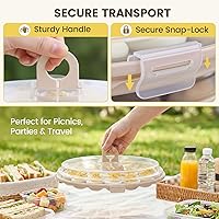 Vista 4 de HAKSEN Recipientes para huevos rellenos con tapa, bandeja portátil con 22 ranuras para servir huevos rellenos, ideal para fiestas navideñas y cocina