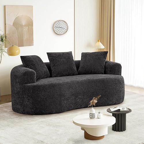 Miniatura 7 de Sofá modular curvo de 60.18 pulgadas para sala de estar, moderno sofá nube de felpilla de felpa con asiento profundo comprimido sin hueso con 3