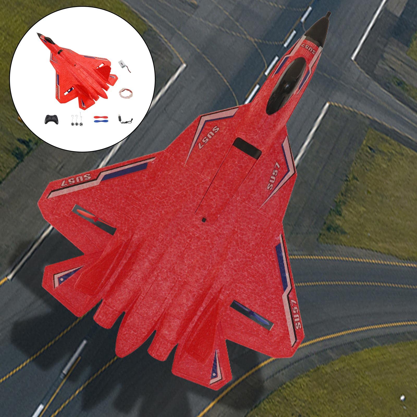Avión de Juguete de Espuma con Control Remoto 2.4G, Ideal para Principiantes, Niños Pequeños, Adultos Y Niños Cumpleaños, Rojo