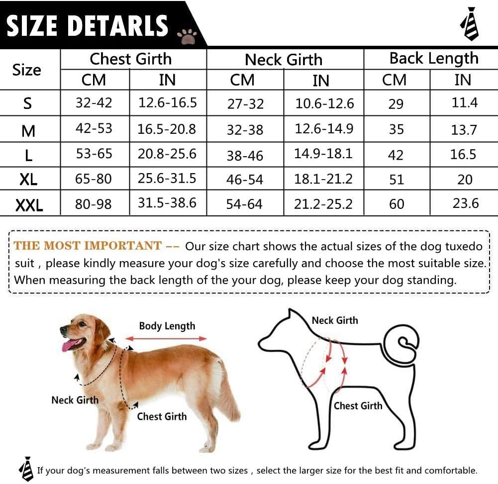 Dog Formal Tuxedo Suit for Medium Large Dogs Dog Tuxedo Costume Wedding Party Outfit with Detachable Collar - Image 5