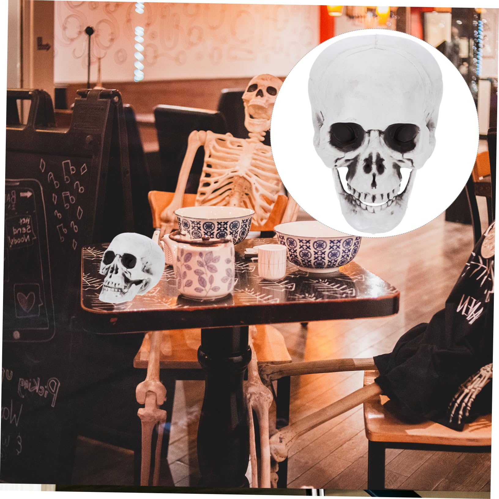 ibasenice 2 Juegos de Decoraciones de Calaveras de Halloween Calaveras de Plástico para Fiesta Accesorios de Esqueleto Accesorios de Calavera para Casa Fantasma 4 Piezas