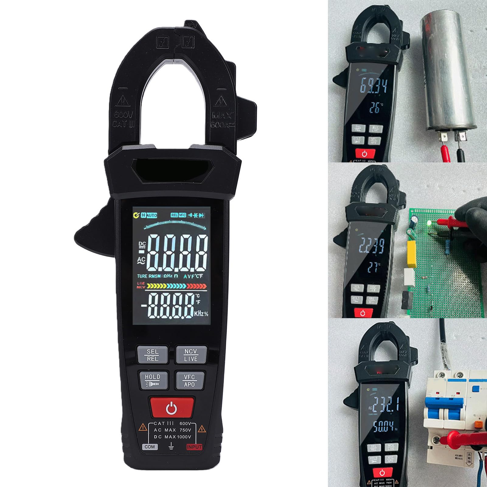 Hyuduo Cyfrowy Miernik Cęgowy Wielofunkcyjny 6000 zliczeń Tester Napięcia i