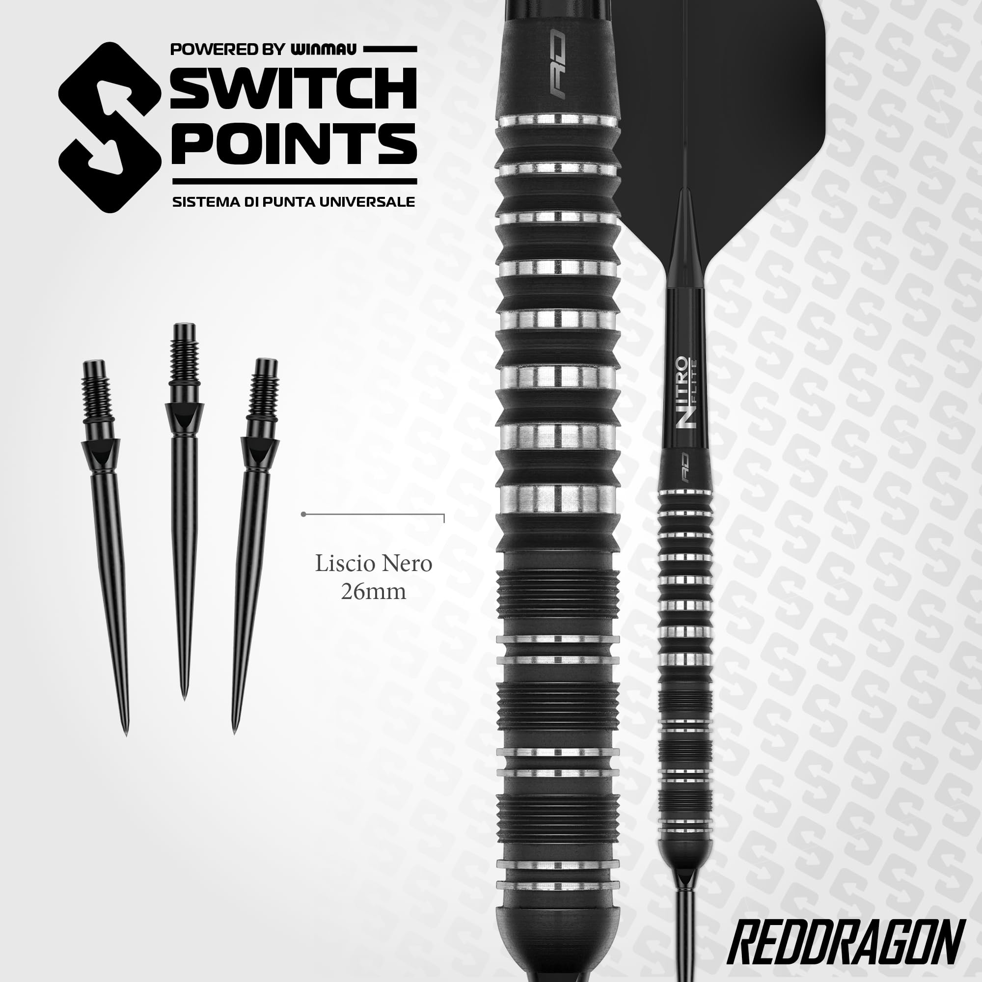 RED DRAGON - Punti di commutazione | Set di freccette in tungsteno al 90% | Pegasus o Sable | Set di freccette professionali con punta in acciaio | Freccette da 21 g, 22 g, 23 g, 24 g, 25 g, 26 g