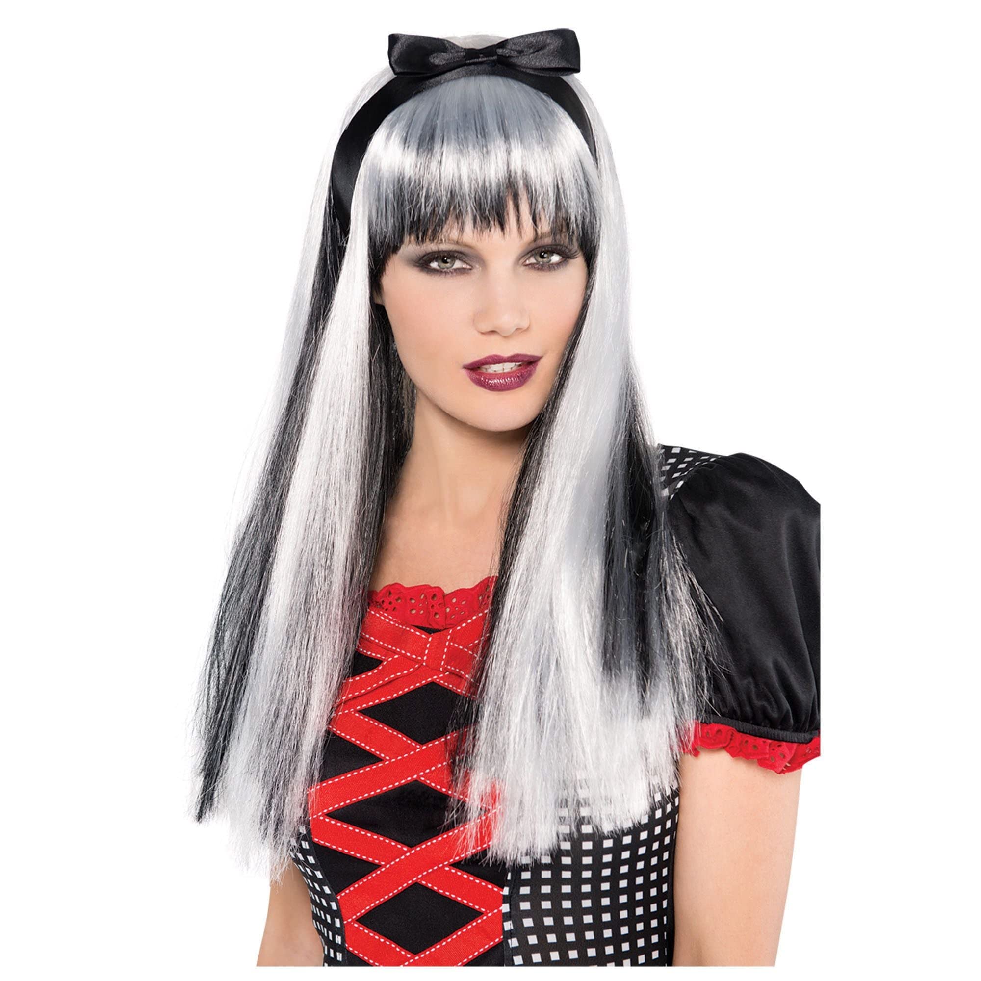 Long Charmed Wig Costume Accessory - One Size, Black/White - 1 Pc, Multicolor, Standard size