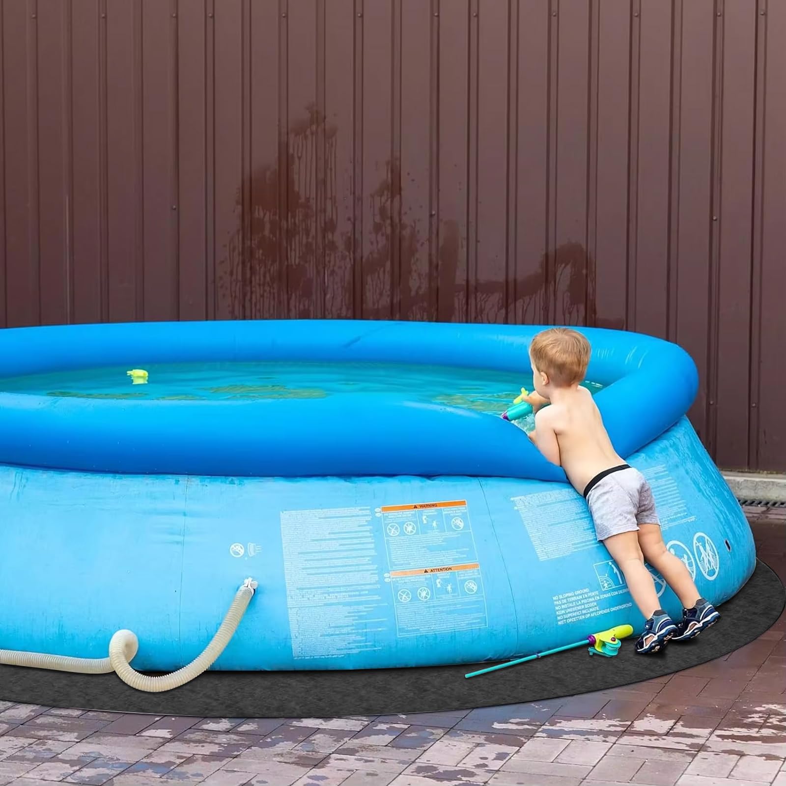 Revestimiento Redonda para Piscina Suelo 5M Lona Piscinas, Protección Tapiz de Fieltro, Esterilla de Protección Térmica y Aislante, Evita Pinchazos