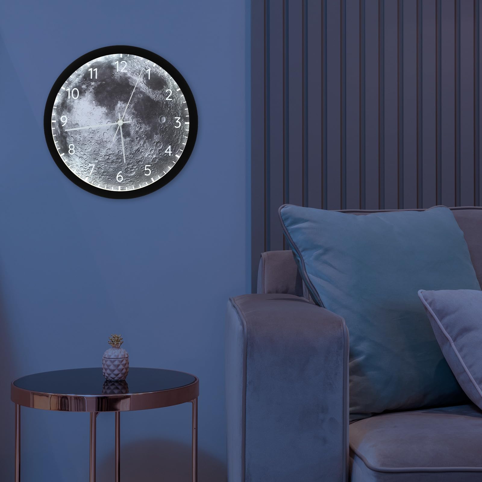 Reloj de Pared Luminoso LED Inteligente Control de Voz para Dormitorio