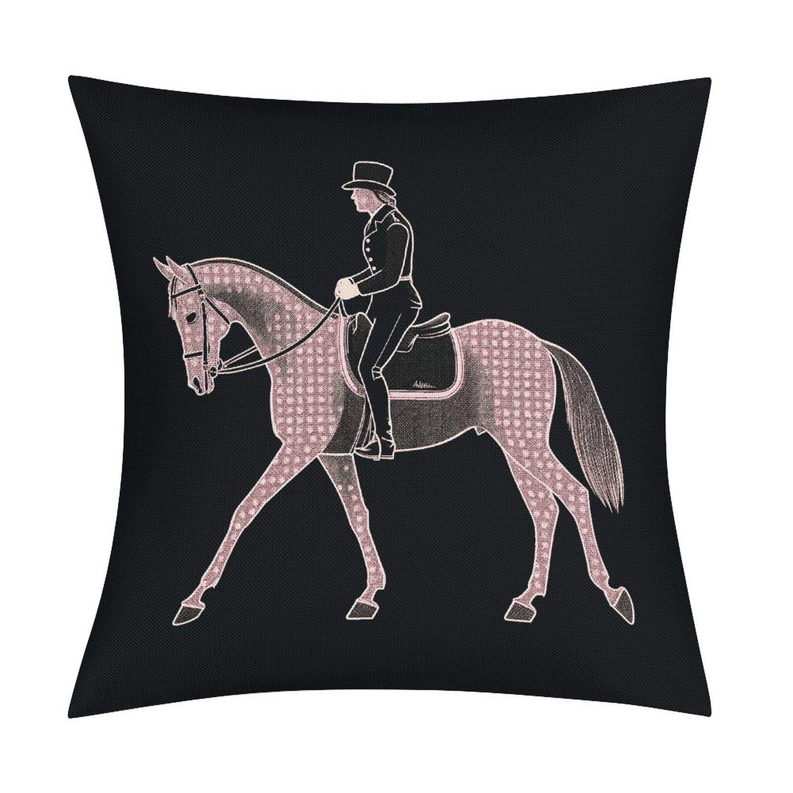 Fodpand Style Dressage Dressage Rider Horse Pillow Covers 18X18 Inch, Pillow Cases Boho Farmhouse, Throw Pillow Covers For Couch Sofa Bed Spring Home Decor
