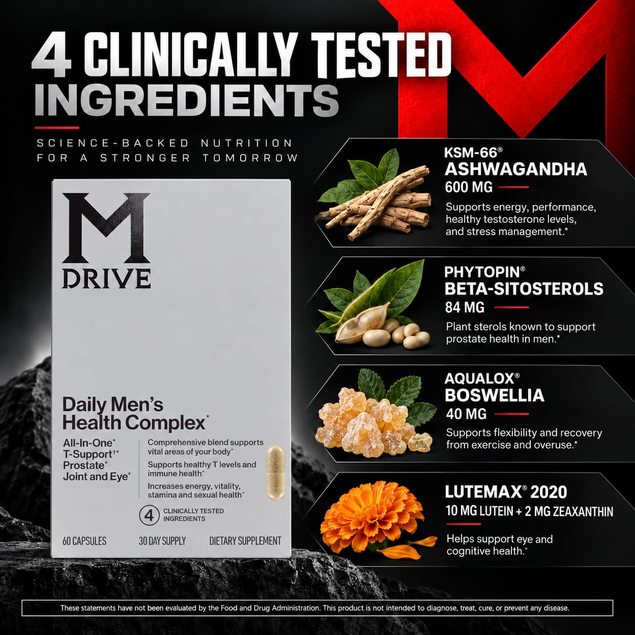 M Drive Daily Mens Health Complex Ashwagandha Prostate Support 60 Capsules — Amazon image 3