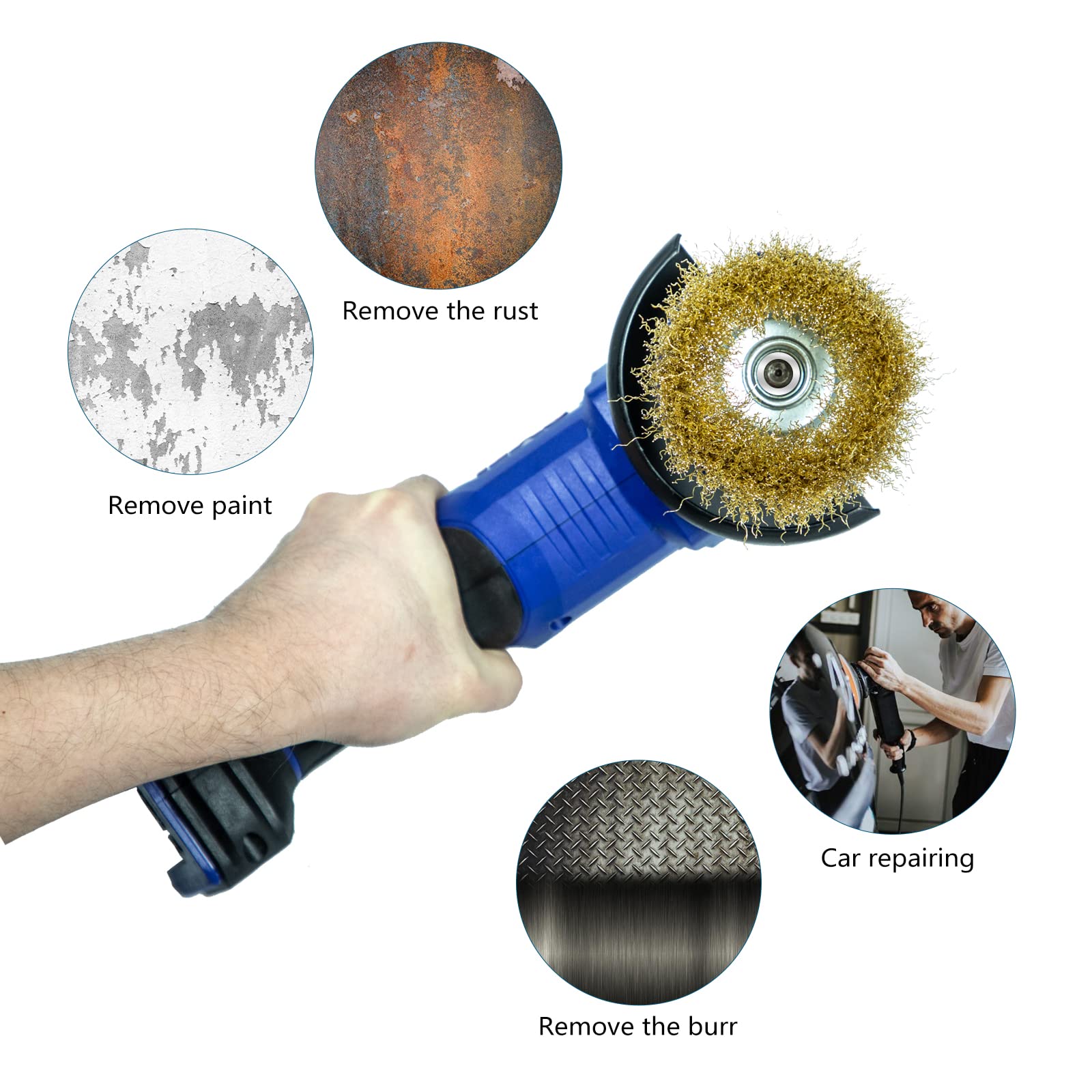 SALI Paquete de 24 cepillos de alambre para tazas, cepillo grueso de 3 pulgadas para amoladoras, con eje de 5/8-11 pulgadas para limpieza pesada, óxido, pelado y abrasivo, para amoladora angular