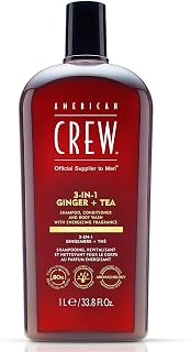 American Crew 3 in 1 Ginger Tea, Shampoo, Conditioner & Shower Gel for Hair & Body (1000ml), Revitalising & Moisturizing, Energising