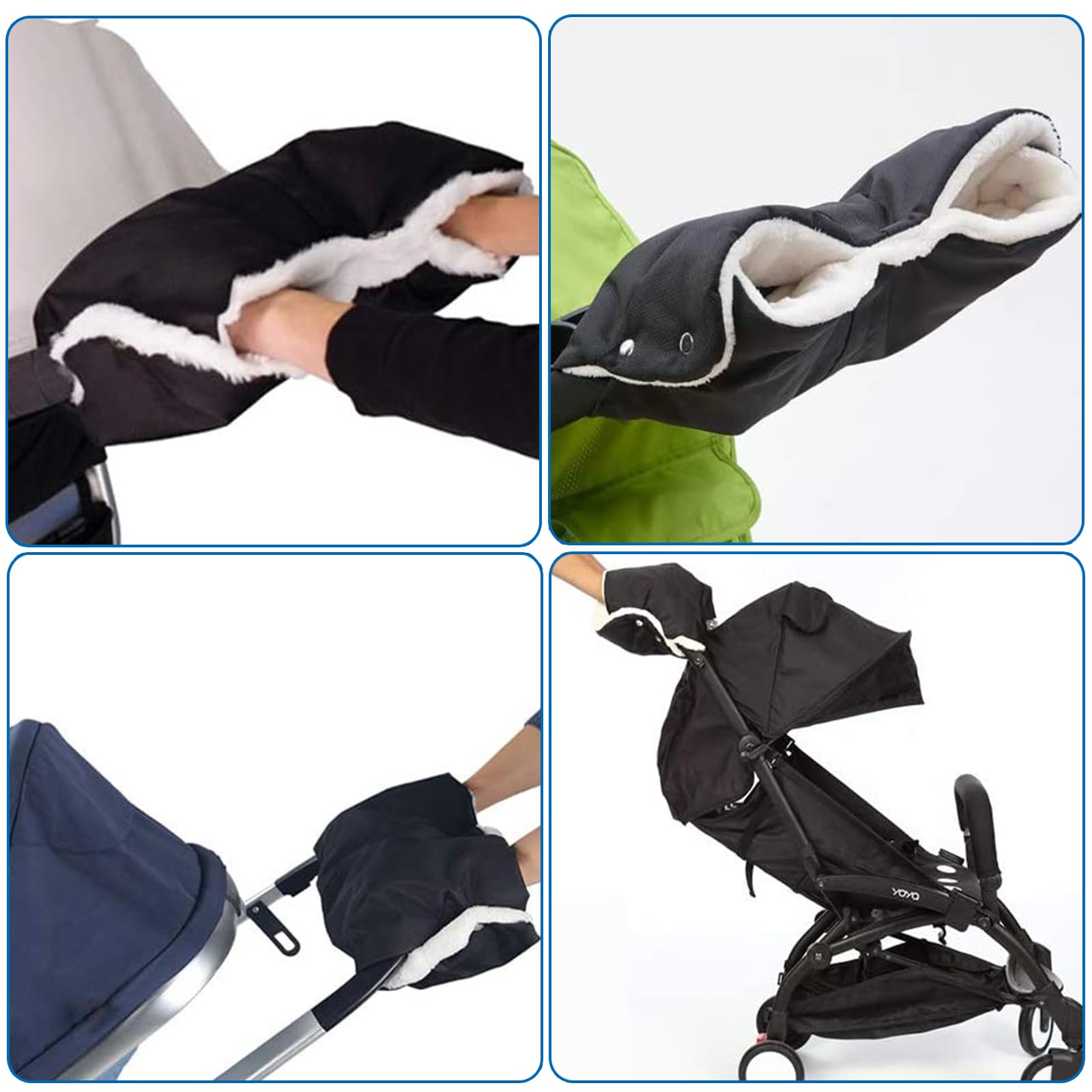 Protège-Mains Poussette Imperméable Et Chaud - Moufles Épaisses Pour Hiver - Noir