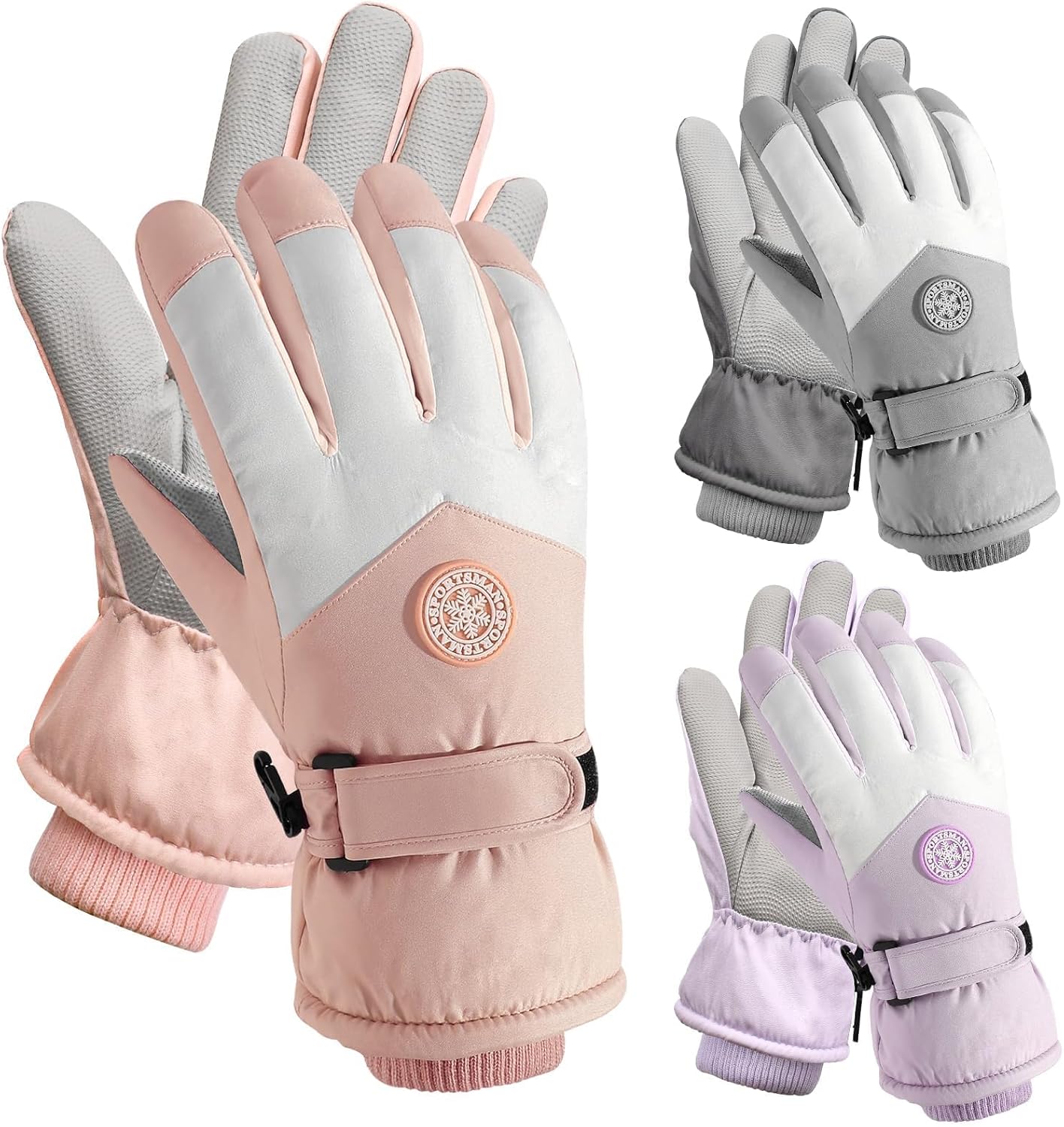 3 Pairs Winter Ski Snow Gloves Men Women Waterproof Touchscreen Snowboarding Gloves Warm Winter Snowmobile Glove