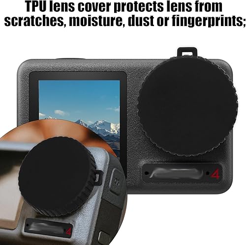 Miniatura 3 de 2 tapas de lente para Osmo Action 4 y Action 3, protector de lente negro flexible accesorios de protección compatibles con Osmo Action, evita