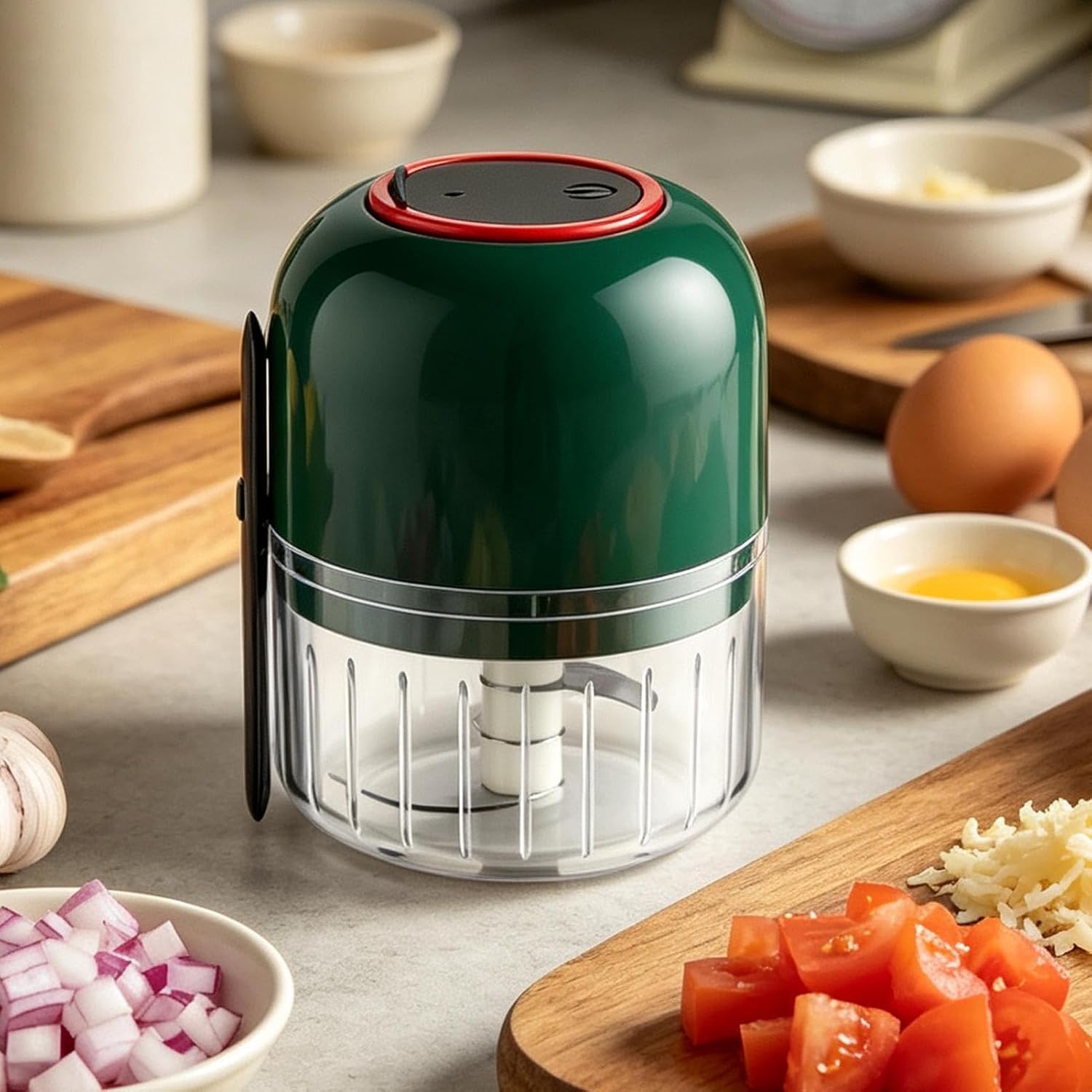 Garlic Chopper Machine - High Speed Rotating Grinder - Meal Prep Tools