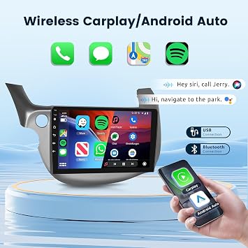 [2G+64G]for Honda Fit 2008-2013 Android 15 Car Stereo Support Wireless Carplay/Android Auto Car Radio with 10.1 inch Touchscreen 5Ghz-WiFi GPS Navigation Bluetooth USB FM/RDS Radio with Backup Camera
