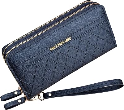 Ladies Purse with Double Zipper Coin Purse PU Leather Phone Wallet for Women Large Capacity Long Clutch Wallet with Multiple Card SlotsBlack1