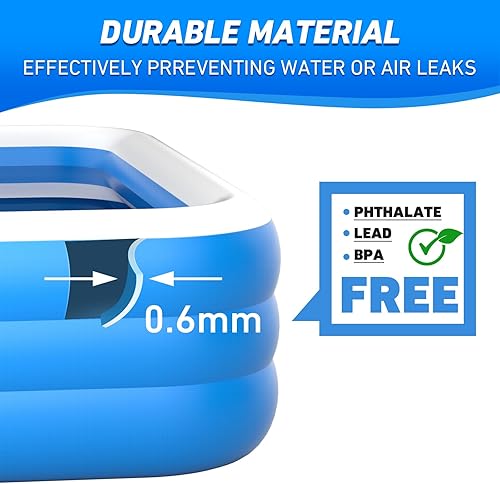 Miniatura 4 de Piscina familiar inflable con bomba  136 x 72 x 22 pulgadas para adultos y familia
