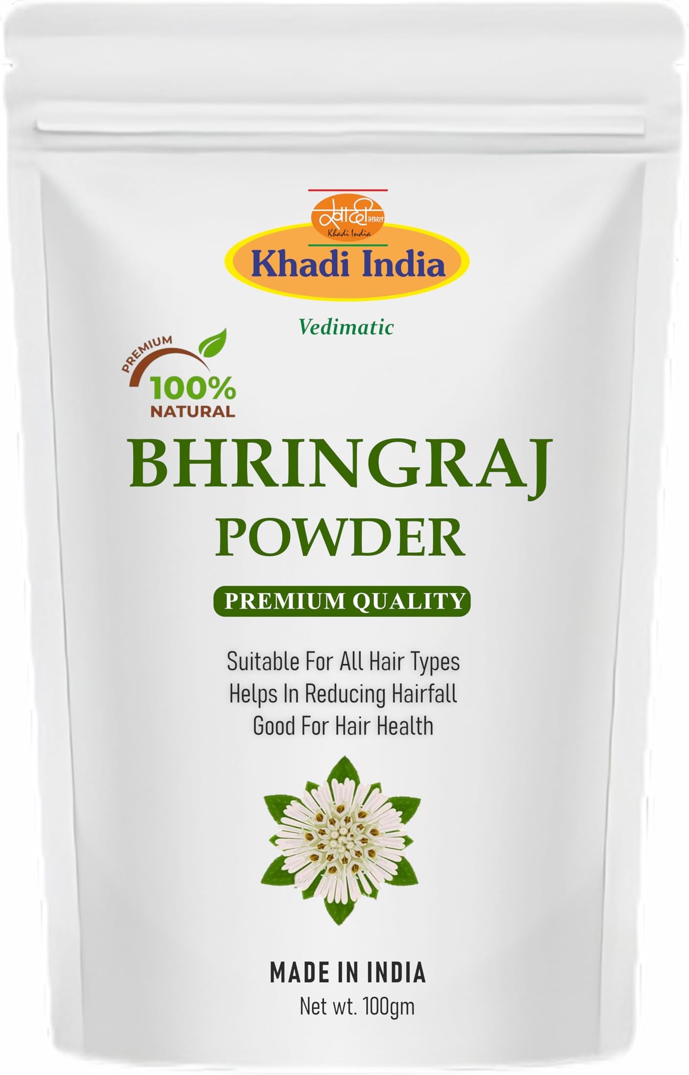 haad1100% Pure & Organic Herbal Bhringraj powder for hair - 100% Organic Fresh (100gm., BHRINGRAJ)