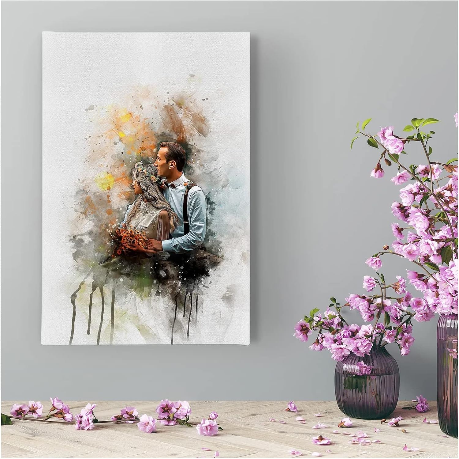 Custom Watercolor Painting From your Photo,Personalized watercolor Canvas Print Personalized Gift For Her image 5