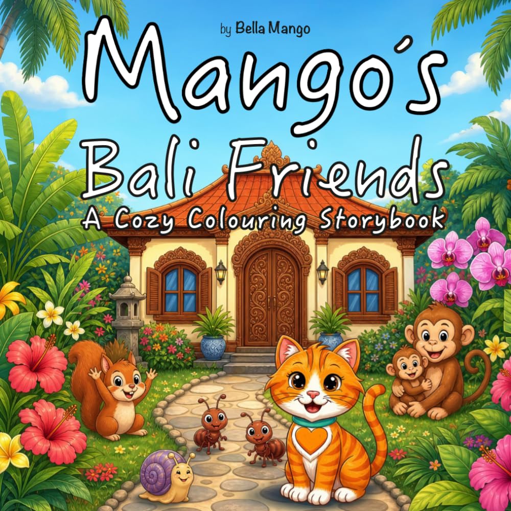 Mango's Bali Friends: A Cozy Colouring Storybook about a cat and her adventures in Bali (Mango's Bali Adventures)