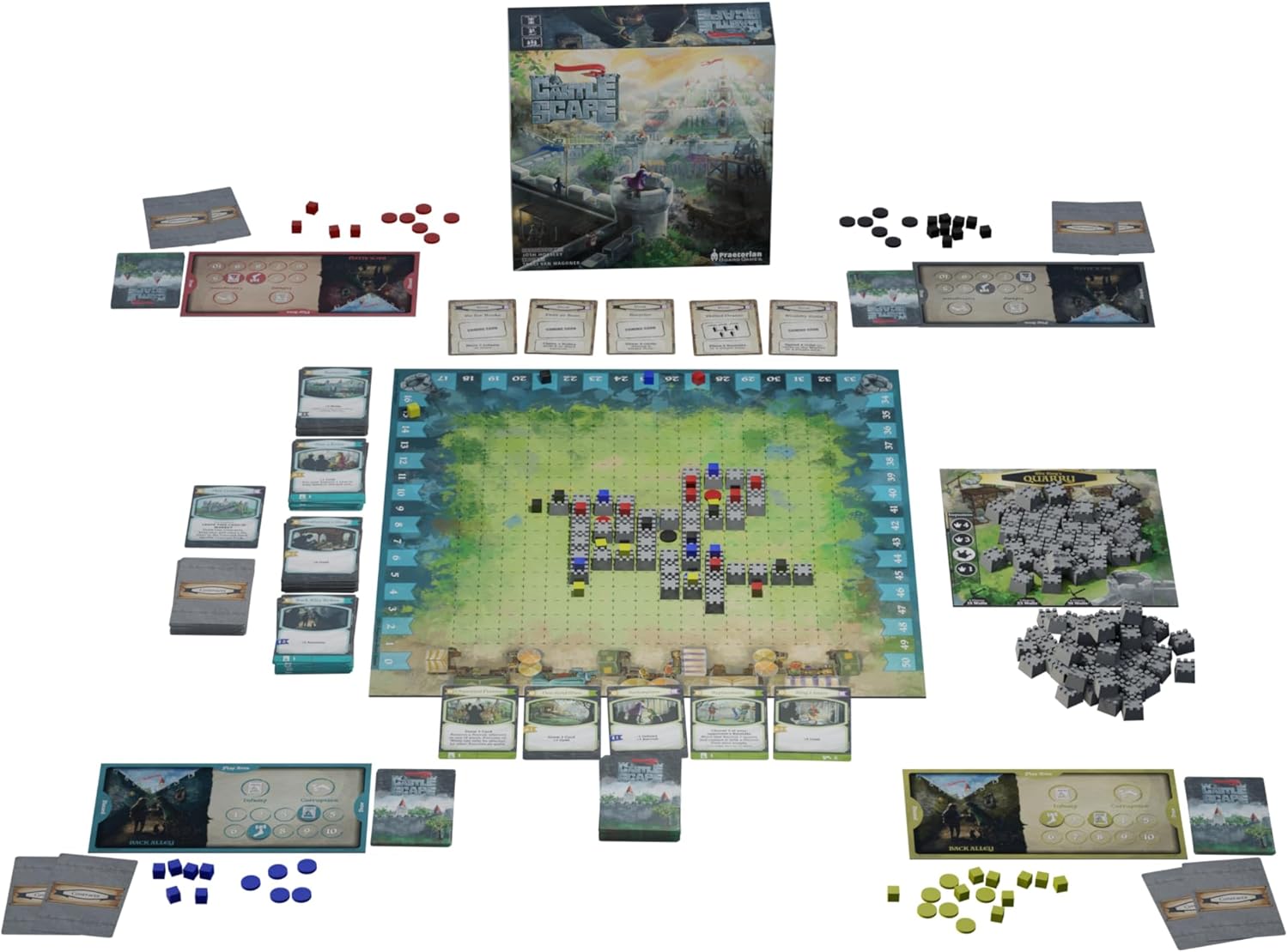 CastleScape (Base Game) | Deck-Builder, Area Control Strategy Board Game | Build a Castle | for Adults and Family | 2-4 Players | 60 Minutes | Ages 14+