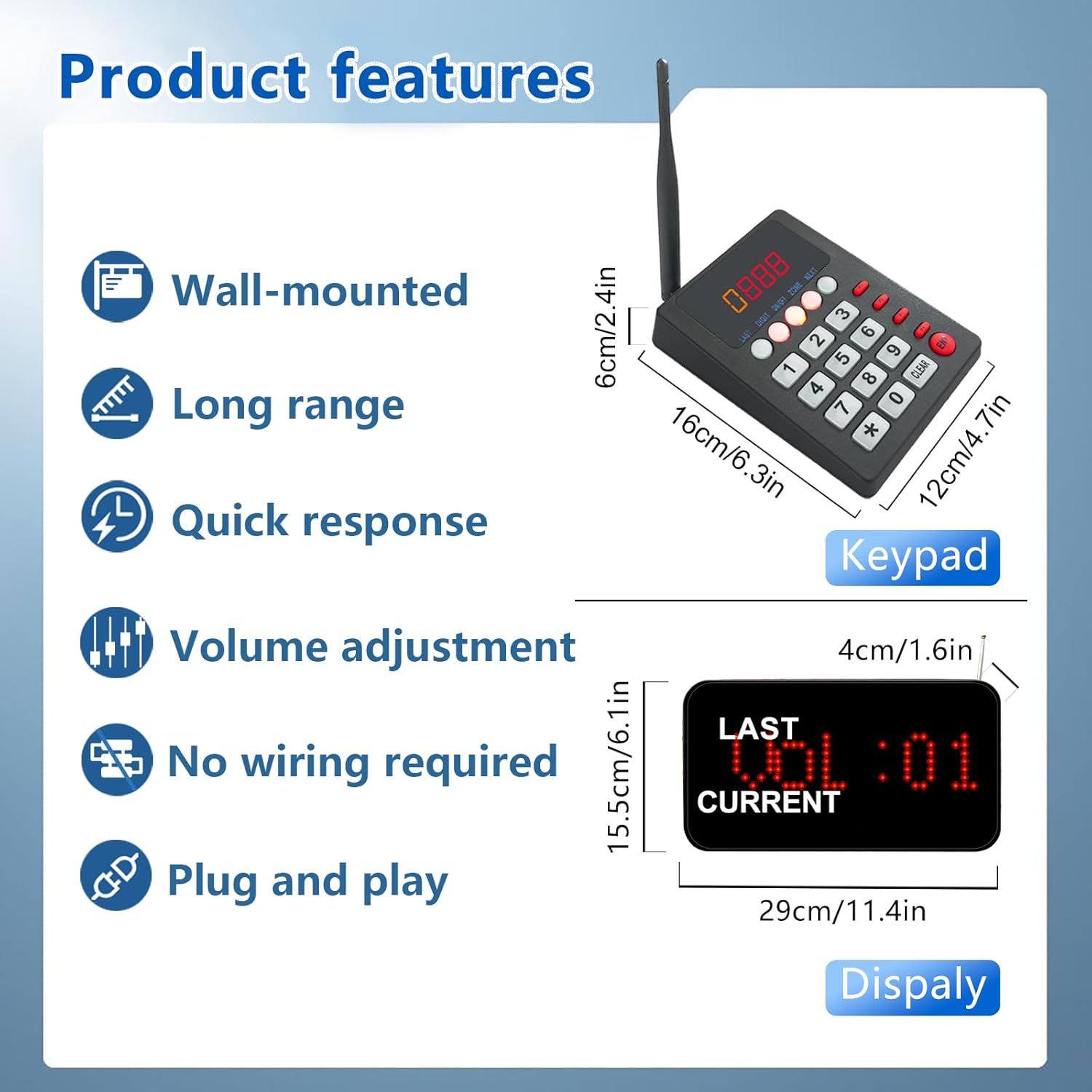 Take a Number System Wireless Calling System Restaurant Pager System Queue Management Loud Speakers System 1 Display Receiver Voice Call Host 2 Number Caller Pagers for Hospital Cafes (999+Q23 1+2)