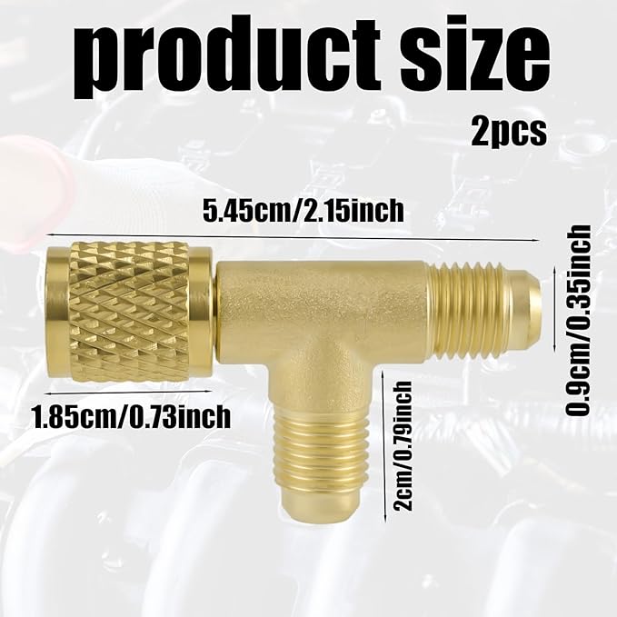 2 Piezas Adaptadores Tee de Acceso Acoplador Rápido, Válvulas SAE Latón 1/4'' miniatura 2