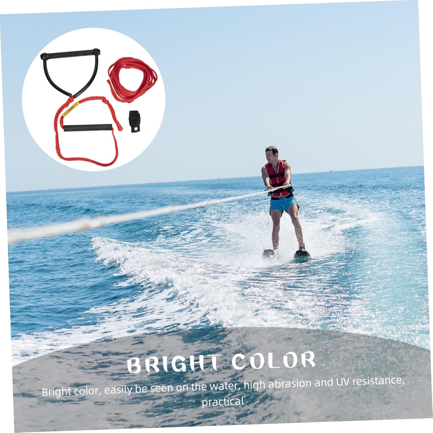 Wear Resistant Wakeboard Rope with Stable Handle Design for Water Sports High Abrasion and UV Resistant Ski Rope for Skiing Tubing Wakeboarding Knee Boarding Portable and Durable